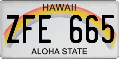 HI license plate ZFE665