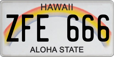 HI license plate ZFE666