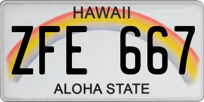 HI license plate ZFE667