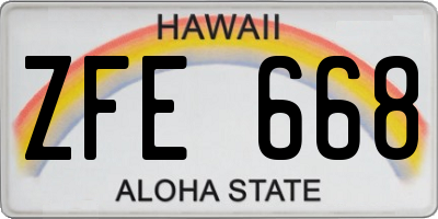 HI license plate ZFE668