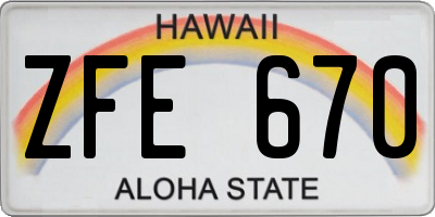 HI license plate ZFE670