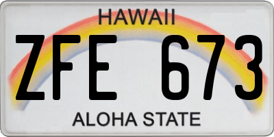 HI license plate ZFE673