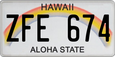 HI license plate ZFE674