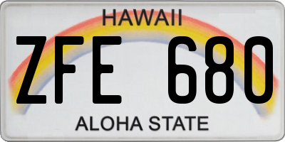 HI license plate ZFE680