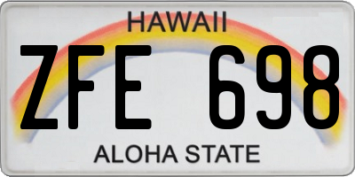 HI license plate ZFE698
