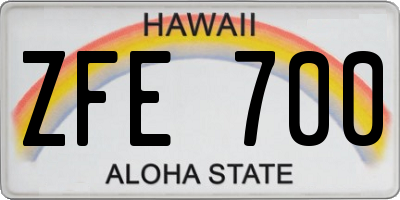 HI license plate ZFE700