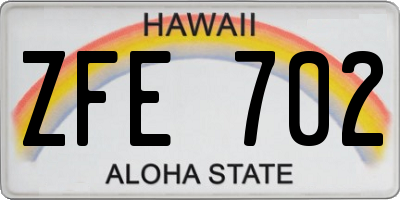HI license plate ZFE702