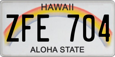 HI license plate ZFE704