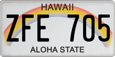 HI license plate ZFE705