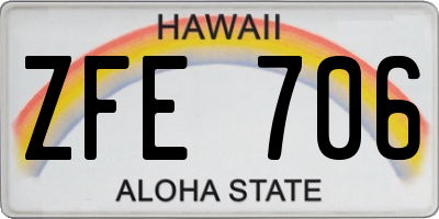 HI license plate ZFE706