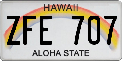 HI license plate ZFE707