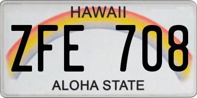 HI license plate ZFE708