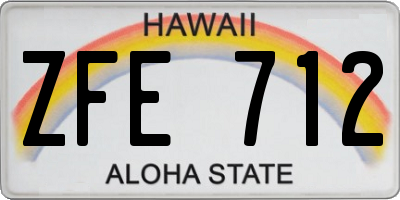 HI license plate ZFE712