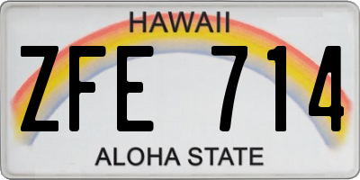 HI license plate ZFE714