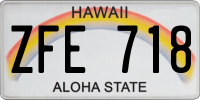 HI license plate ZFE718