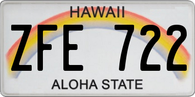 HI license plate ZFE722