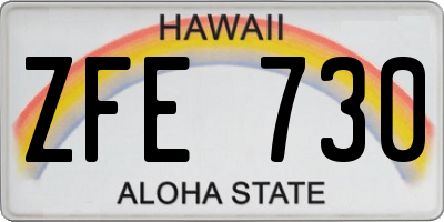 HI license plate ZFE730