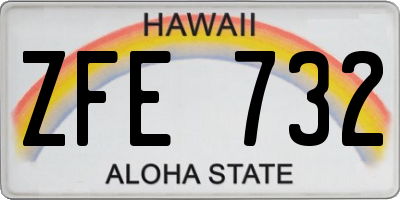 HI license plate ZFE732