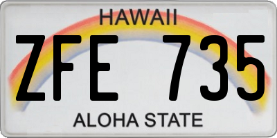 HI license plate ZFE735