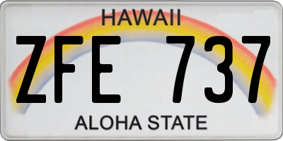 HI license plate ZFE737