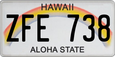 HI license plate ZFE738