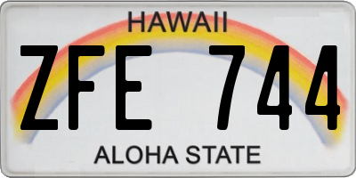 HI license plate ZFE744