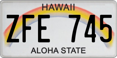 HI license plate ZFE745