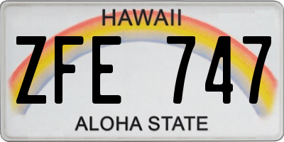 HI license plate ZFE747