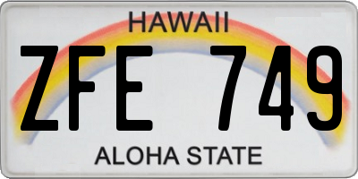 HI license plate ZFE749