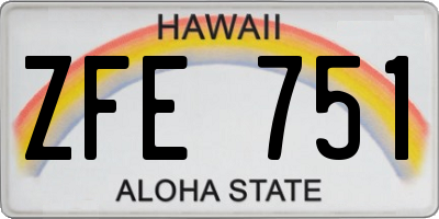 HI license plate ZFE751