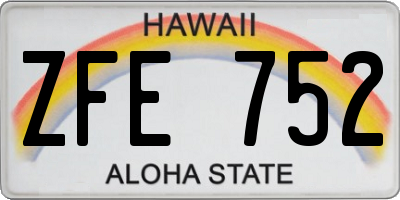 HI license plate ZFE752