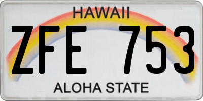 HI license plate ZFE753