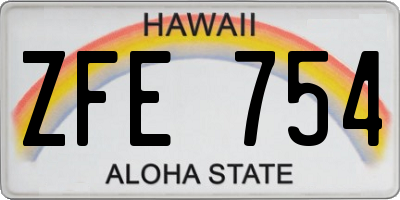 HI license plate ZFE754