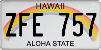 HI license plate ZFE757