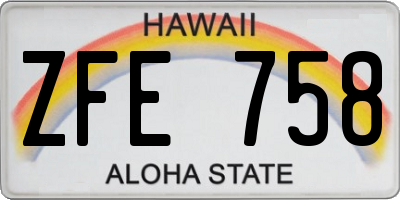 HI license plate ZFE758