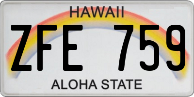 HI license plate ZFE759
