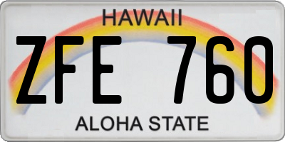 HI license plate ZFE760
