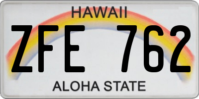 HI license plate ZFE762
