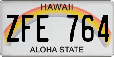 HI license plate ZFE764