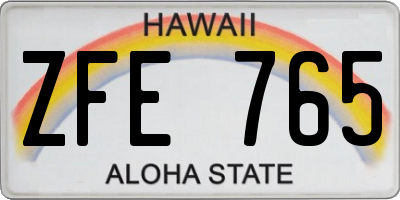 HI license plate ZFE765