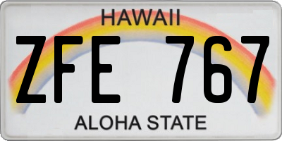 HI license plate ZFE767