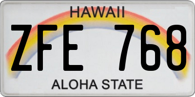 HI license plate ZFE768