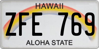 HI license plate ZFE769