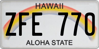 HI license plate ZFE770