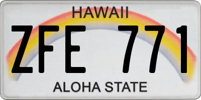 HI license plate ZFE771