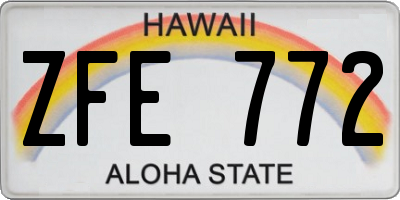 HI license plate ZFE772