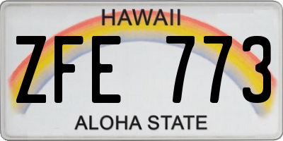 HI license plate ZFE773