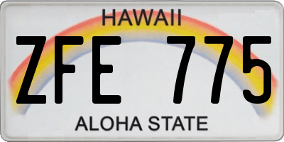 HI license plate ZFE775