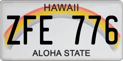 HI license plate ZFE776