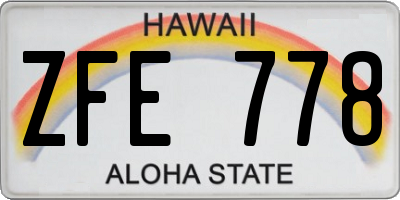 HI license plate ZFE778